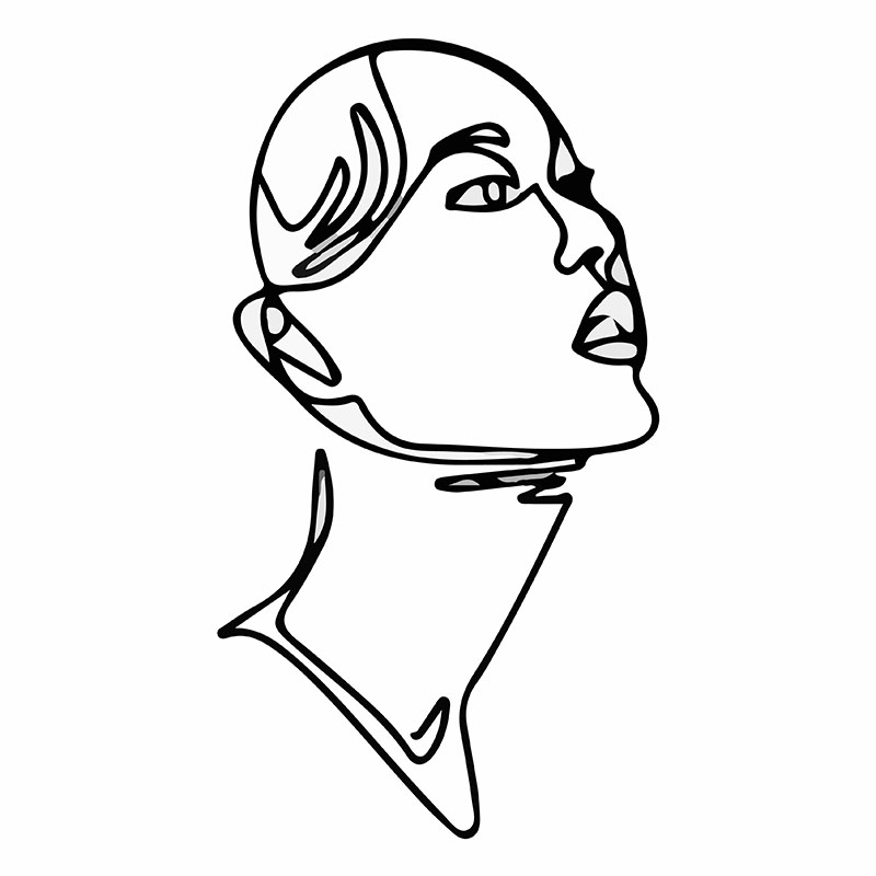 Πίνακας σε καμβά Line Art Head and Neck Study